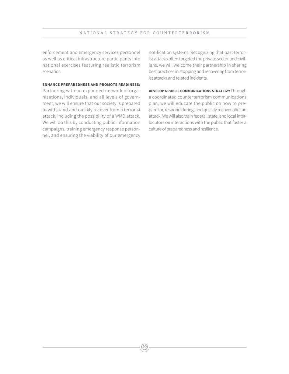 National Strategy for Counterterrorism of the United States of America, Page 28