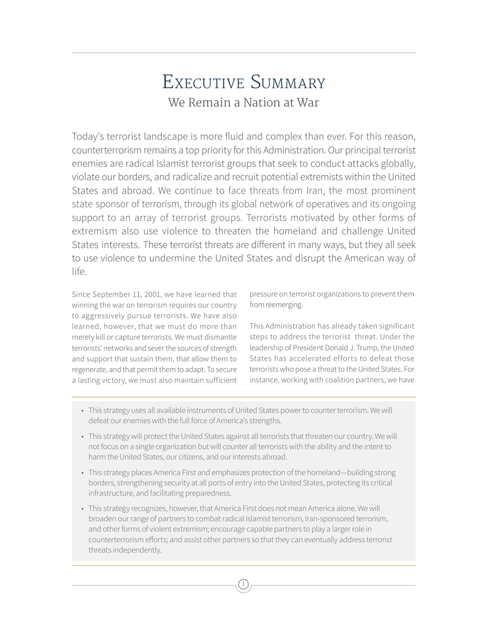 National Strategy for Counterterrorism of the United States of America, Page 5