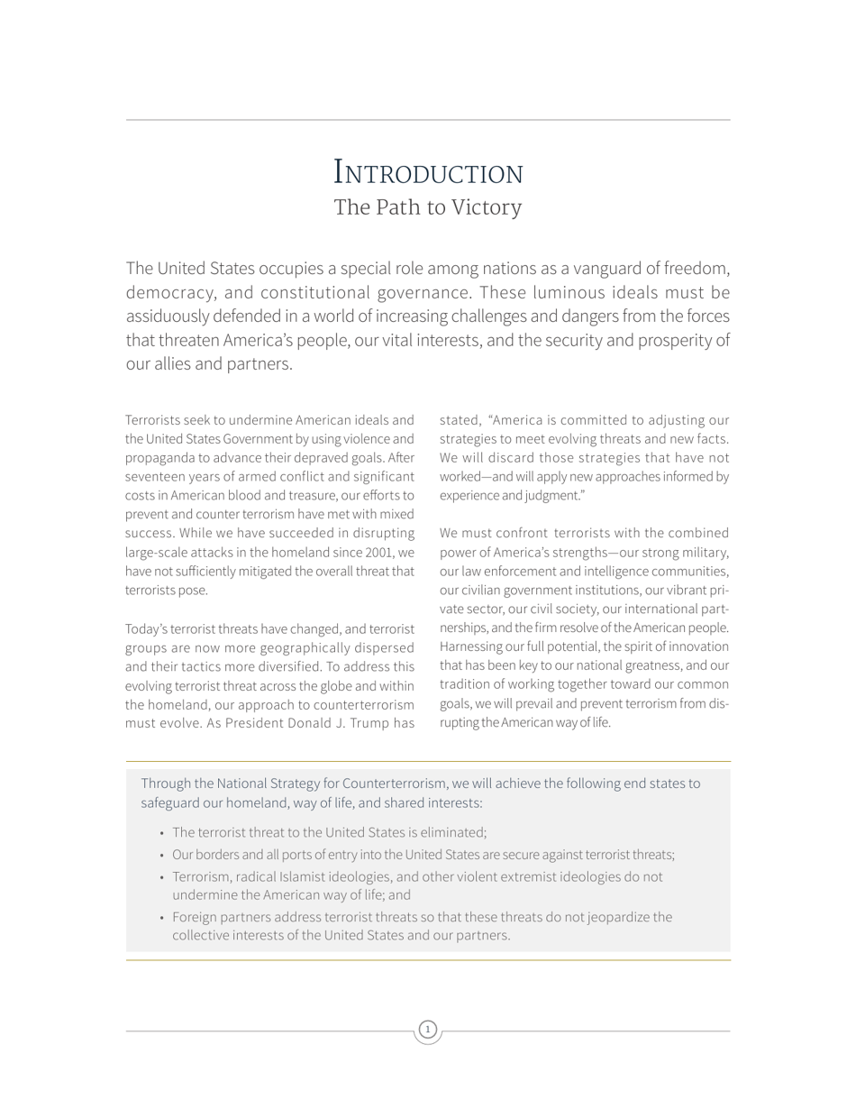 National Strategy for Counterterrorism of the United States of America, Page 9