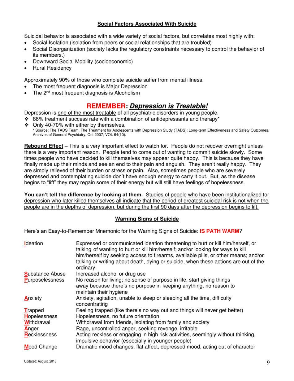 Suicide in Montana - Facts, Figures, and Formulas for Prevention - Montana, Page 9