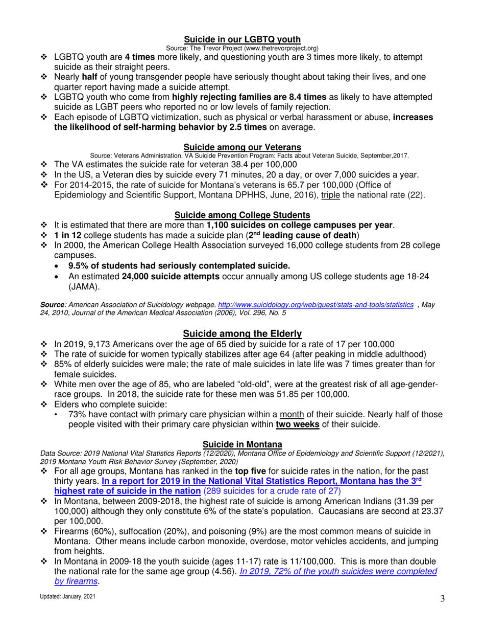 Suicide in Montana - Facts, Figures, and Formulas for Prevention - Montana, Page 3