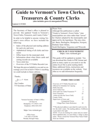 Guide to Vermont&#039;s Town Clerks, Treasurers &amp; County Clerks - Vermont