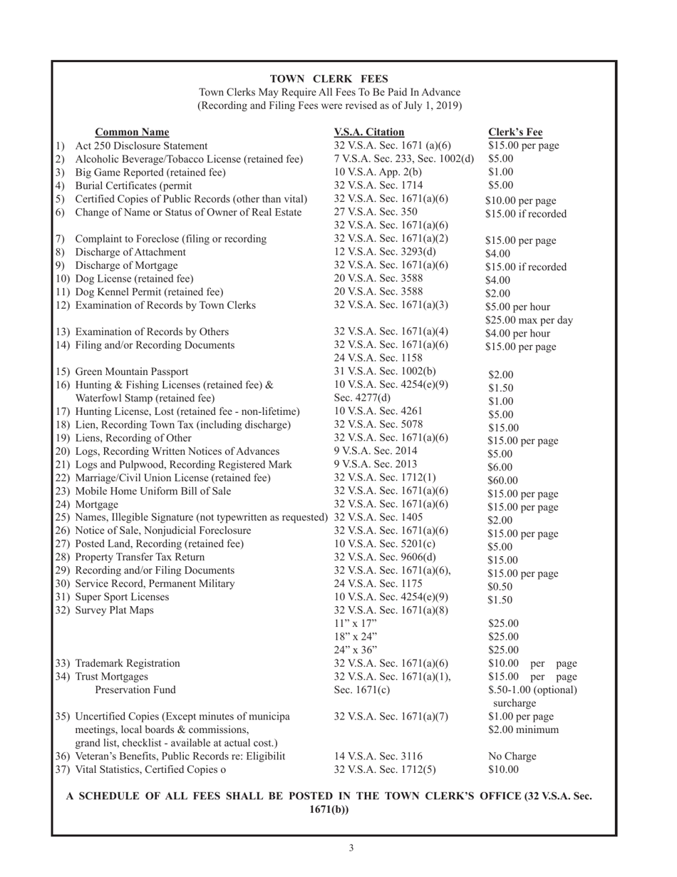 Guide to Vermonts Town Clerks, Treasurers  County Clerks - Vermont, Page 3