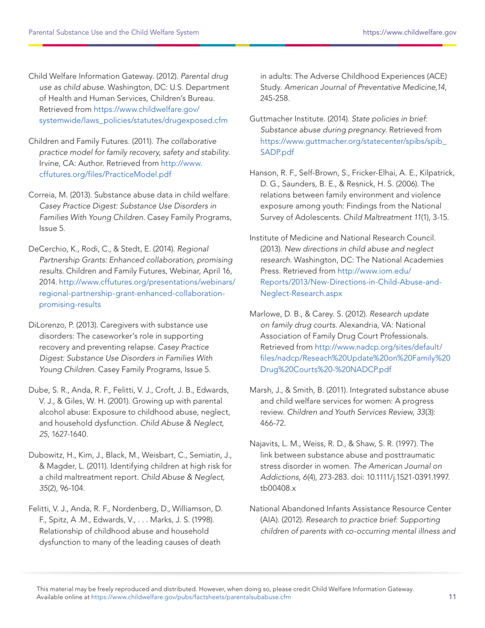 Parental Substance Use and the Child Welfare System, Page 11