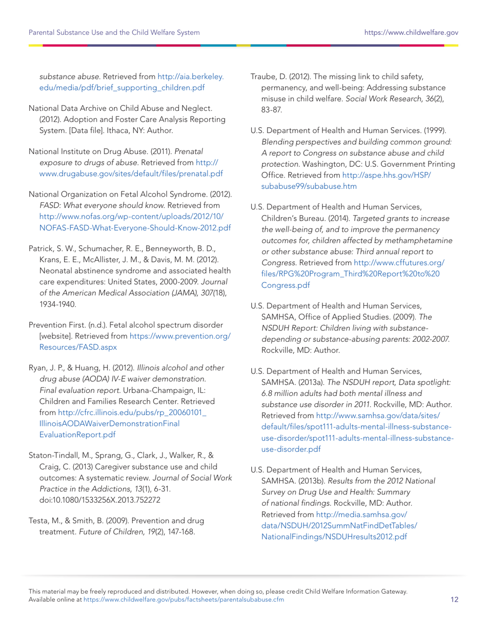 Parental Substance Use and the Child Welfare System, Page 12