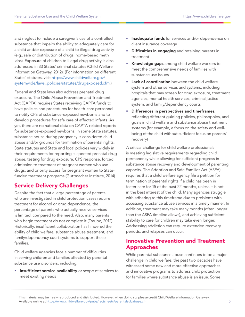 Parental Substance Use and the Child Welfare System, Page 5