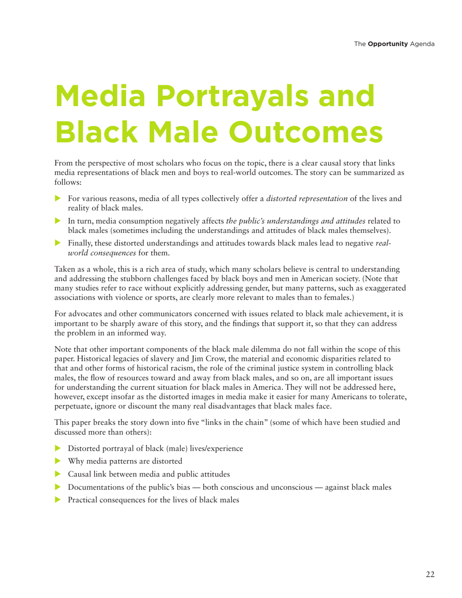Social Science Literature Review: Media Representations and Impact on the Lives of Black Men and Boys, Page 13