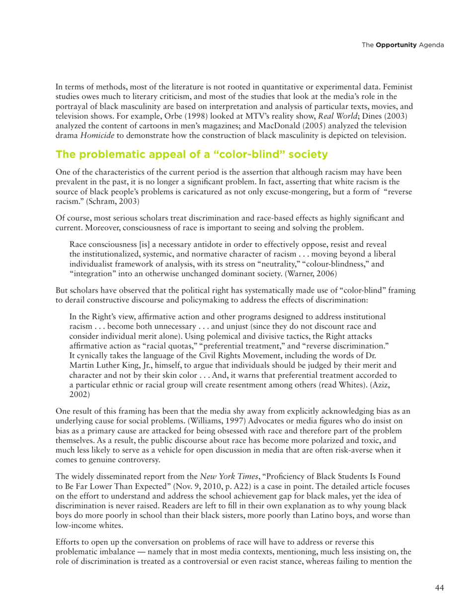 Social Science Literature Review: Media Representations and Impact on the Lives of Black Men and Boys, Page 35