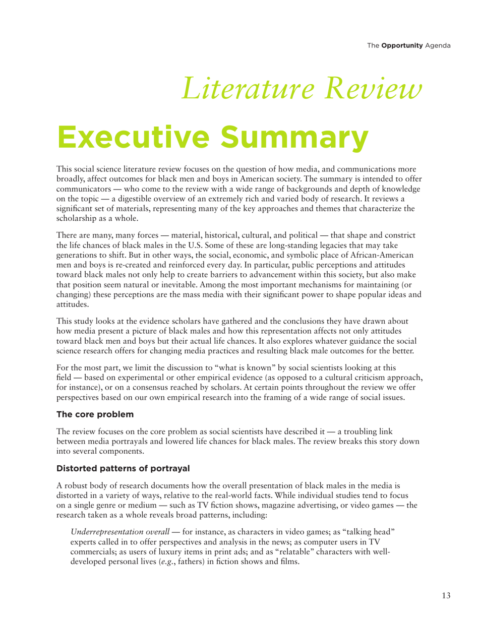 Social Science Literature Review: Media Representations and Impact on the Lives of Black Men and Boys, Page 4