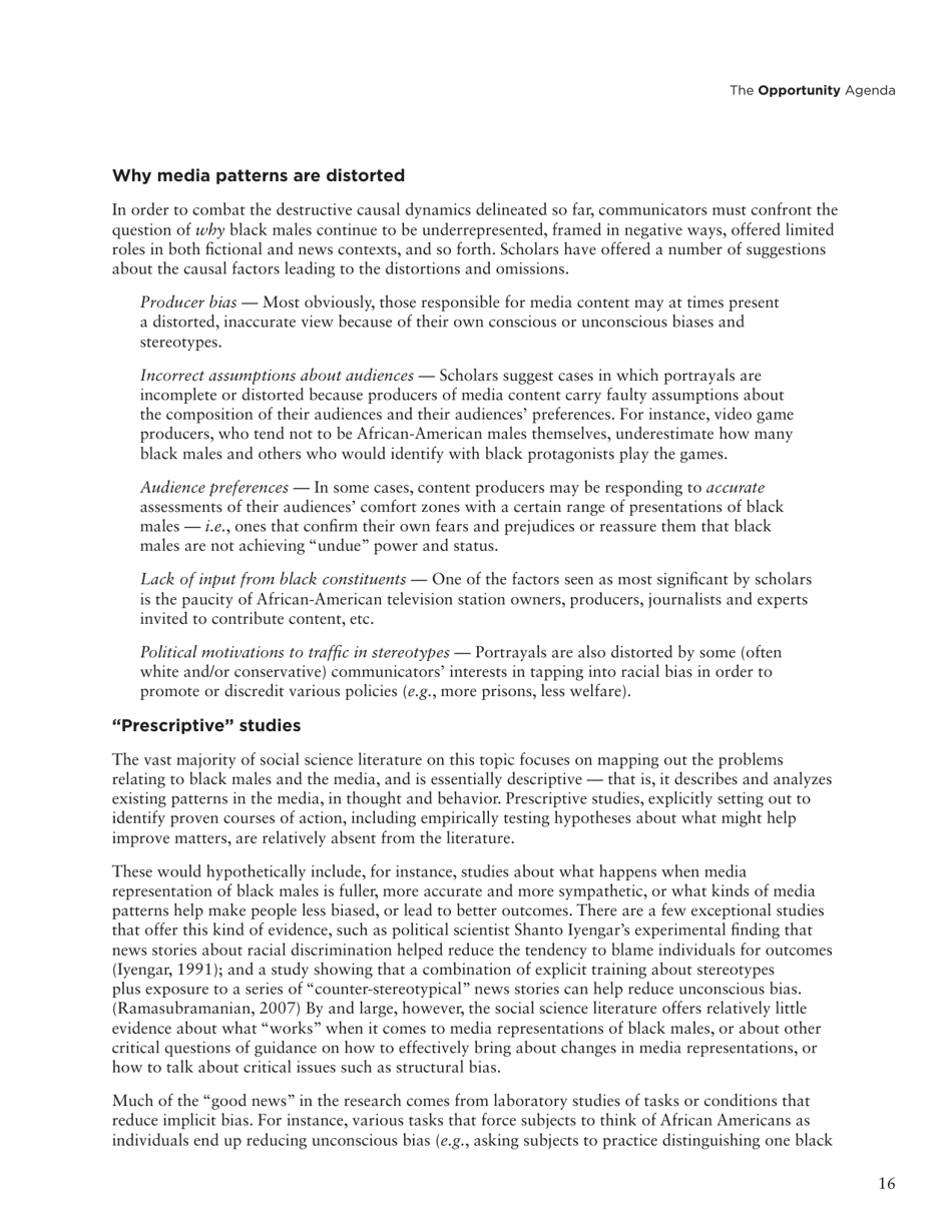 Social Science Literature Review: Media Representations and Impact on the Lives of Black Men and Boys, Page 7