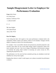 Document preview: Sample Disagreement Letter to Employer for Performance Evaluation