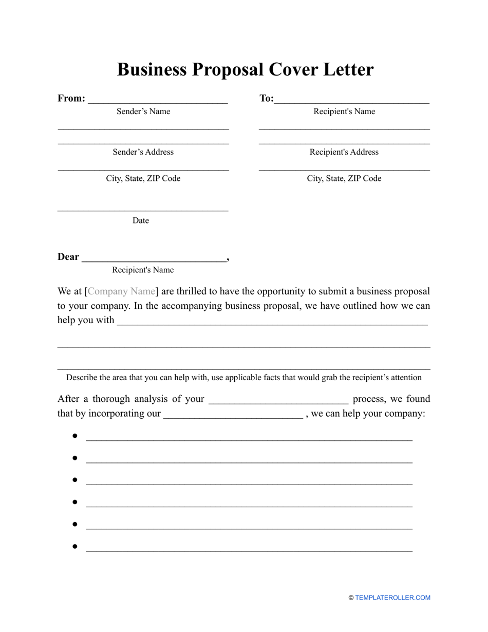 Business Proposal Cover Letter Template, Page 1