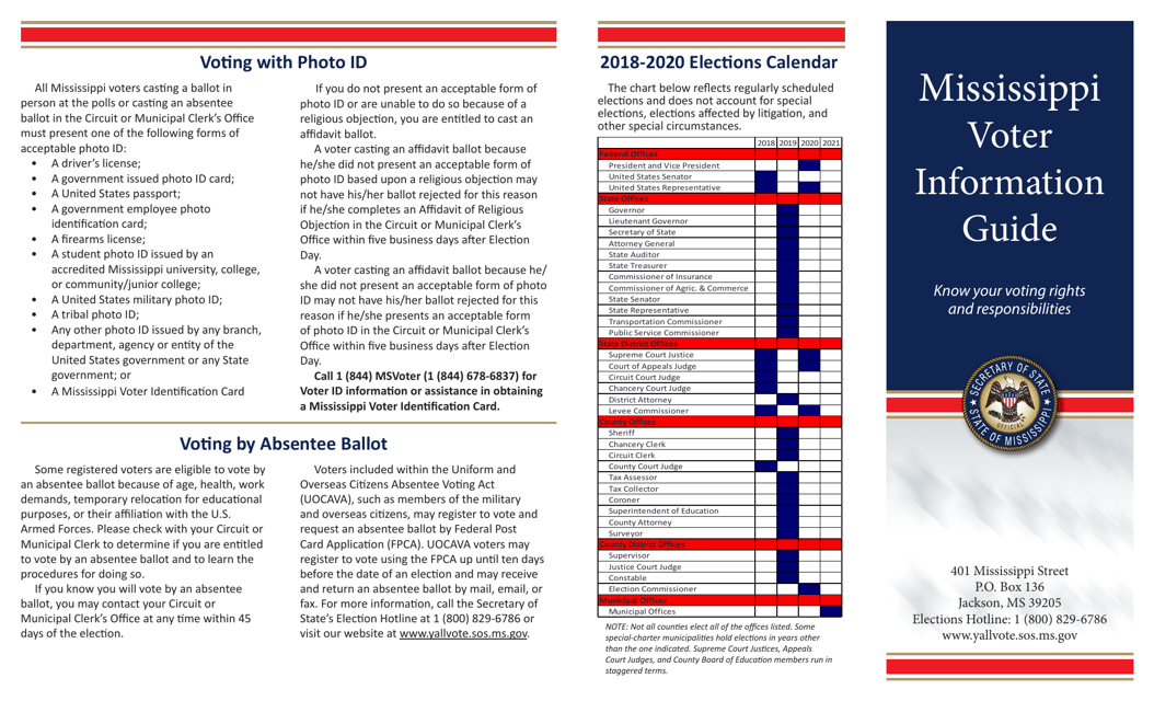 Mississippi Voter Information Guide - Mississippi Download Pdf