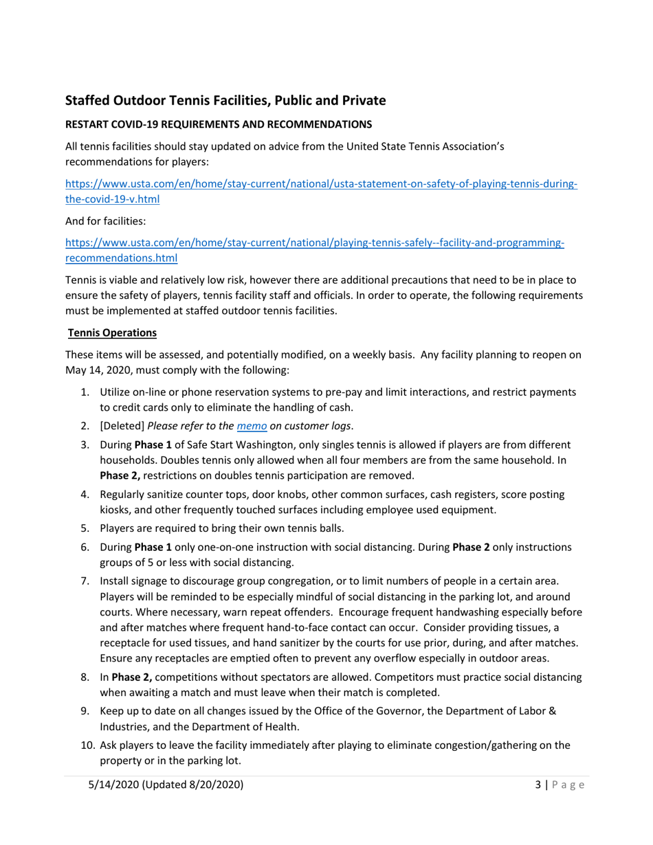 Outdoor Recreation Phase 1 Clarifications and Phase 2 - Update No. 3 Covid-19 Requirements - Washington, Page 3