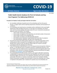 Document preview: Public Health Interim Guidance for Pre-k-12 Schools and Day Care Programs1 for Addressing Covid-19 - Illinois