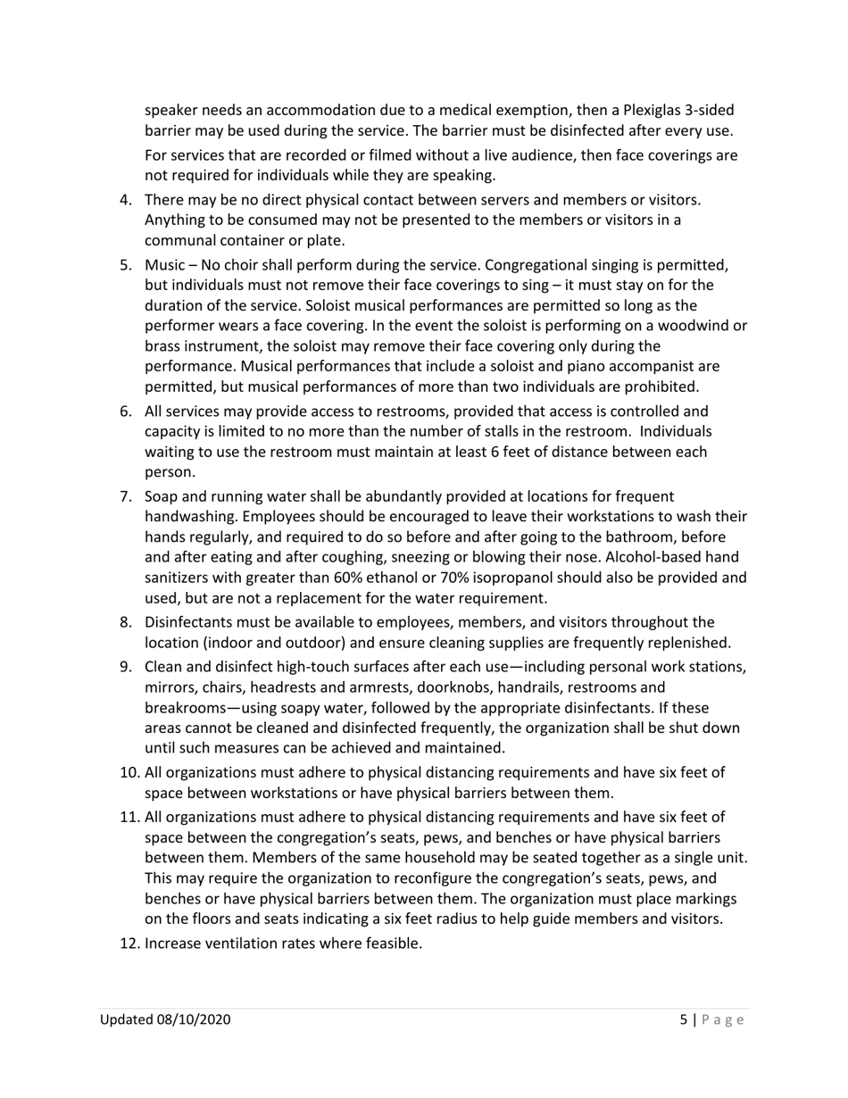 Phase 1, Phase 2, and Phase 3 Religious and Faith-Based Organization Covid-19 Requirements - Washington, Page 5