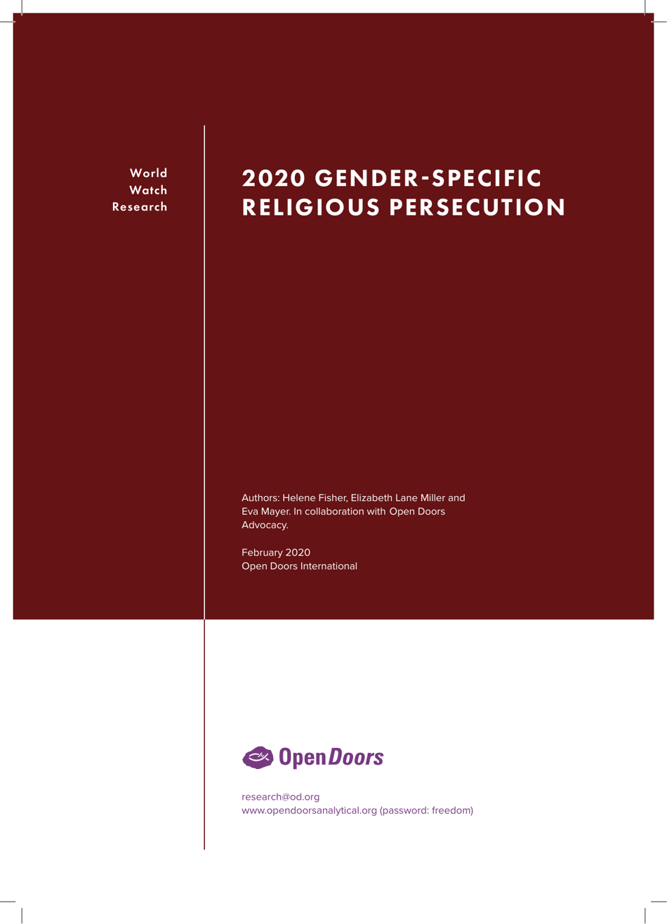 Preview of the 2020 Gender-Specific Religious Persecution document