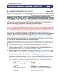 Minimum Standard Health Protocols - Checklist for Media Production - Texas