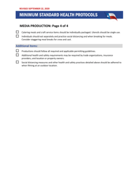 Minimum Standard Health Protocols - Checklist for Media Production - Texas, Page 4
