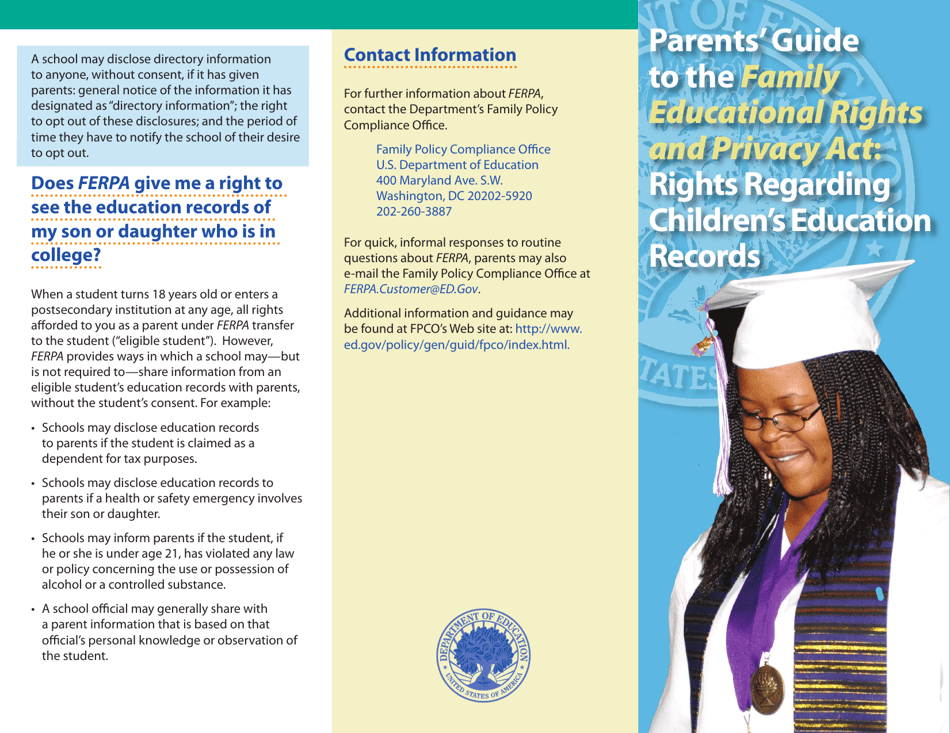 Parents' Guide to the Family Educational Rights and Privacy Act: Rights ...