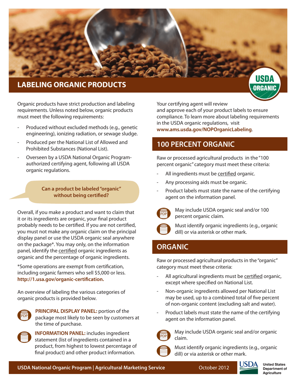 Labeling Organic Products Fact Sheet, Page 1
