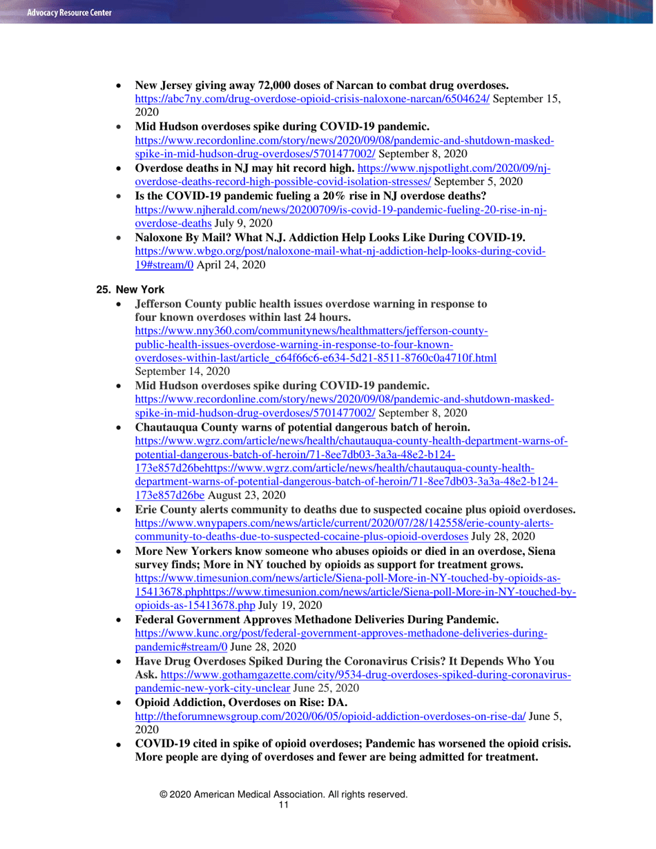 Issue Brief: Reports of Increases in Opioid- and Other Drug-Related Overdose and Other Concerns During Covid Pandemic - American Medical Association, Page 11