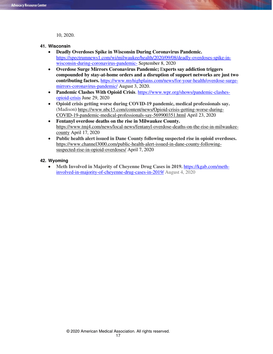 Issue Brief: Reports of Increases in Opioid- and Other Drug-Related Overdose and Other Concerns During Covid Pandemic - American Medical Association, Page 17