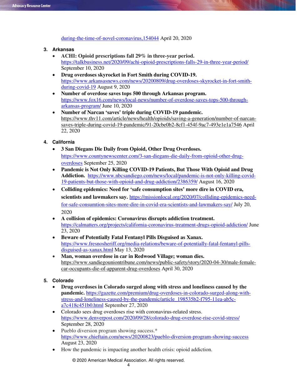 Issue Brief: Reports of Increases in Opioid- and Other Drug-Related Overdose and Other Concerns During Covid Pandemic - American Medical Association, Page 4