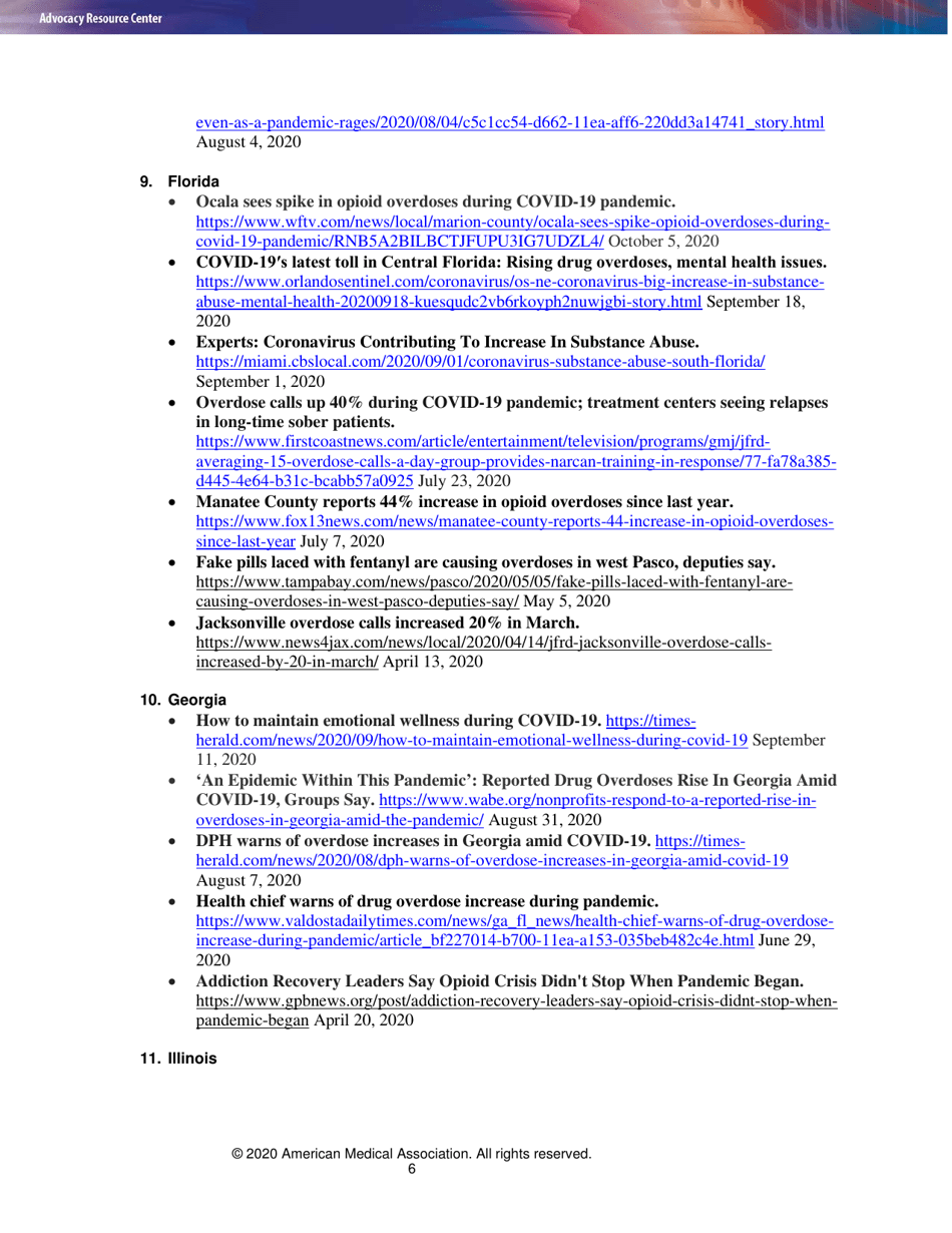 Issue Brief: Reports of Increases in Opioid- and Other Drug-Related Overdose and Other Concerns During Covid Pandemic - American Medical Association, Page 6