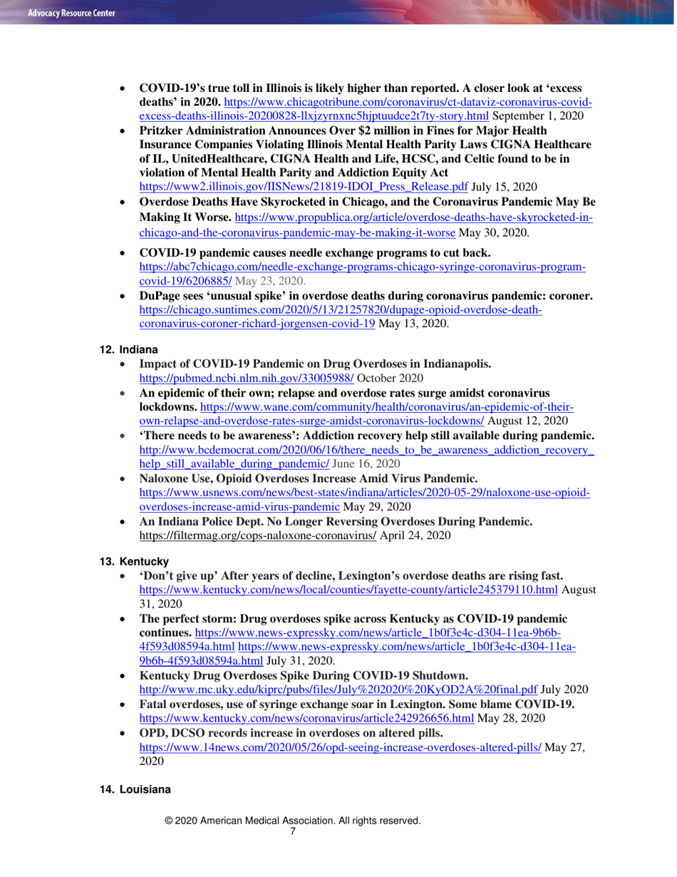 Issue Brief: Reports of Increases in Opioid- and Other Drug-Related Overdose and Other Concerns During Covid Pandemic - American Medical Association, Page 7