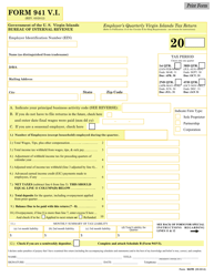 Document preview: Form 941 V.I. Employer's Quarterly Virgin Islands Tax Return - Virgin Islands