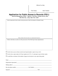 Document preview: Application for Public Access to Records (Foil) - Oneida County, New York
