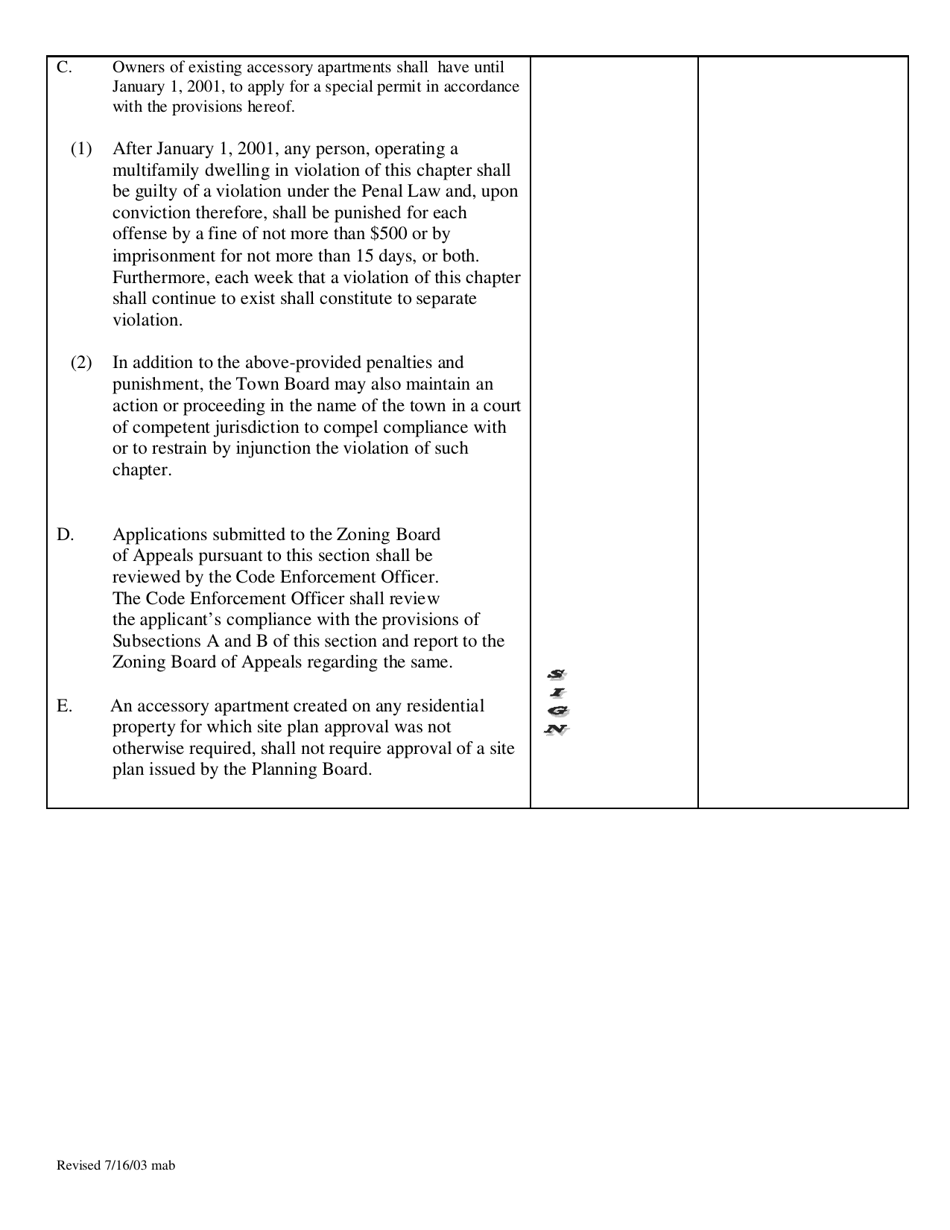 Accessory Apartment Compliance Check List - Town of Patterson, New York, Page 4