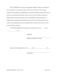 Form 6 Bond for Minor Guardian Appointment (Personal Recognizance Bond Form) - West Virginia, Page 2