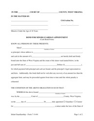 Form 7 &quot;Bond for Minor Guardian Appointment (Cash Bond Form)&quot; - West Virginia