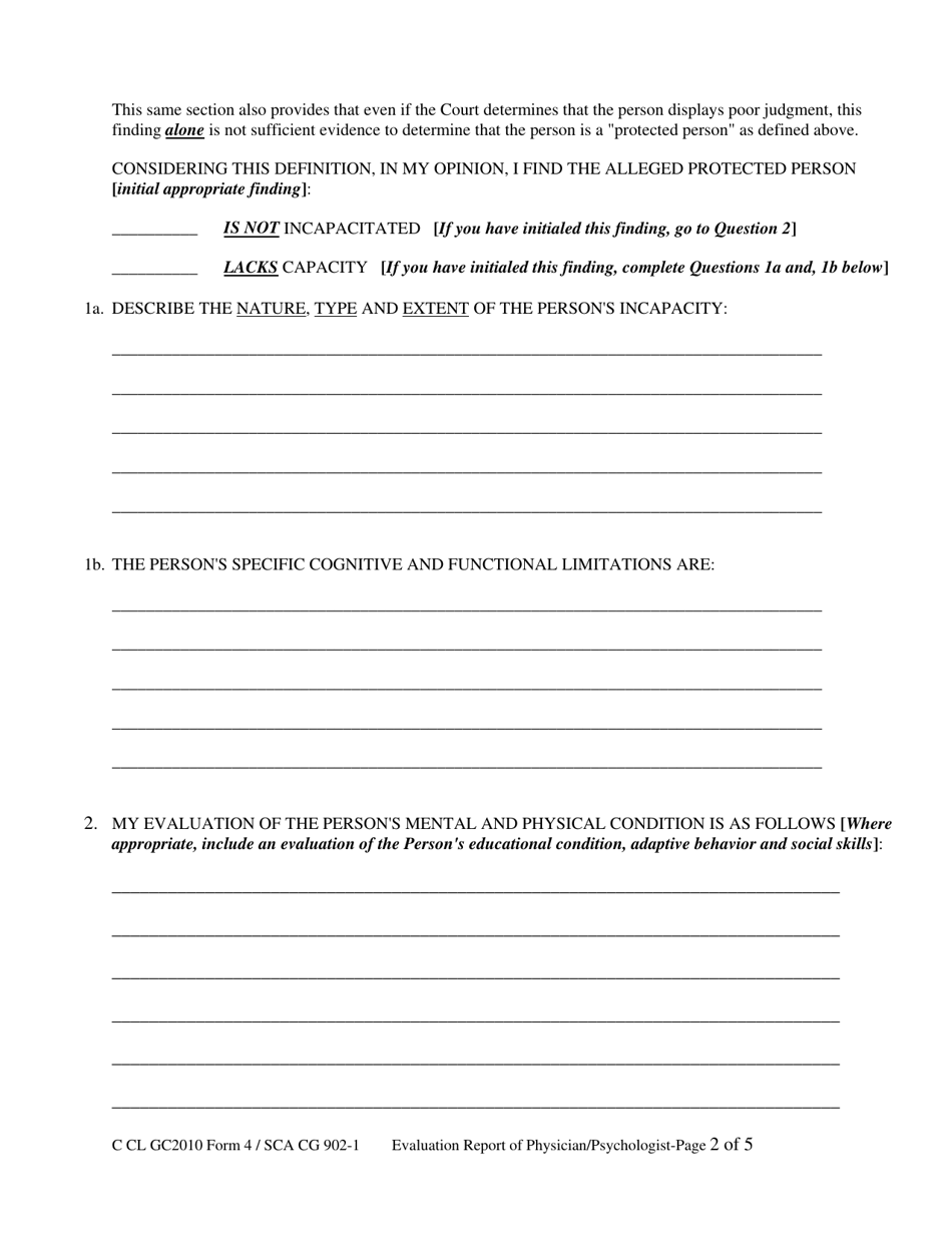 Form GC4 Evaluation Report of Licensed Physician / Psychologist - West Virginia, Page 2