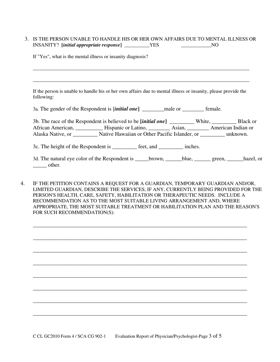 Form GC4 Evaluation Report of Licensed Physician / Psychologist - West Virginia, Page 3