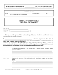 Form GC5 Affidavit of Physician - West Virginia