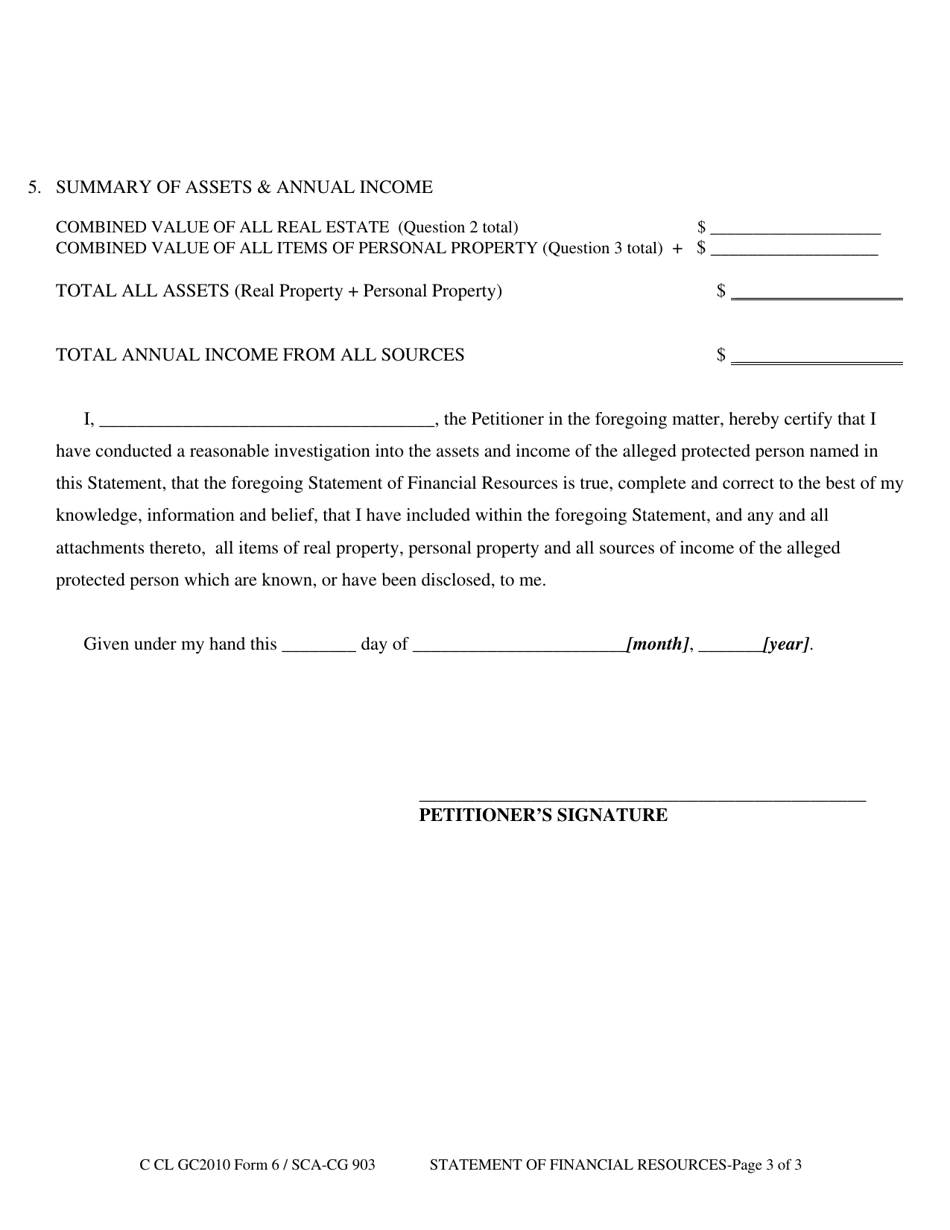 Form GC6 Statement of Financial Resources - West Virginia, Page 3