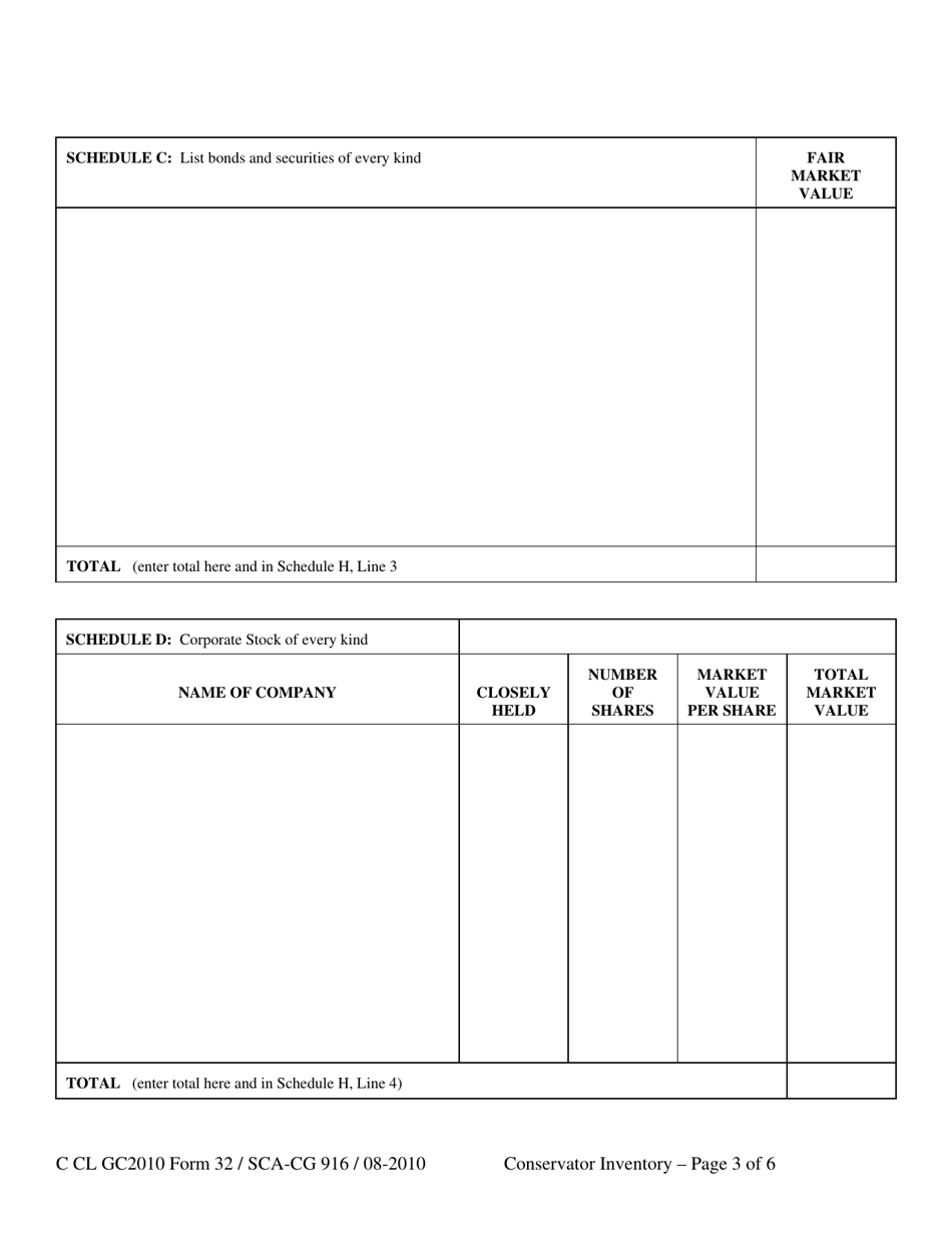 Form GC32 Inventory of Conservator - West Virginia, Page 3