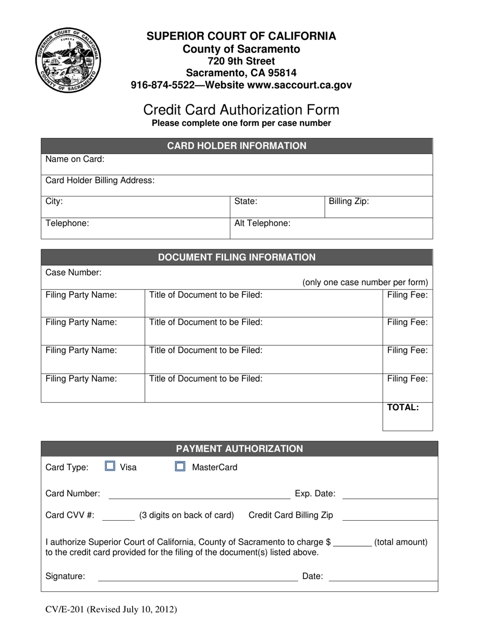 Form CV/E-201 - Fill Out, Sign Online and Download Fillable PDF, County ...