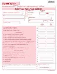 Form 721-F &quot;Monthly Fuel Tax Return&quot; - Virgin Islands