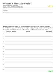 Document preview: Form DT1037 Rustic Road Designation Petition - Wisconsin