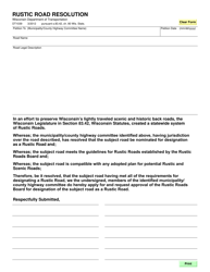 Document preview: Form DT1039 Rustic Road Resolution - Wisconsin