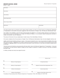 Document preview: Form MV3764 Driver School Bond - Wisconsin