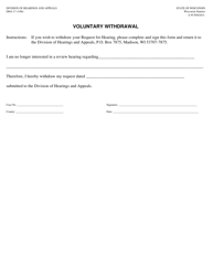 Form DHA-17 Voluntary Withdrawal - Wisconsin
