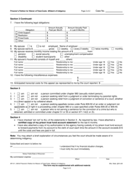 Form AP-011 Prisoner&#039;s Petition for Waiver of Fees/Costs - Affidavit of Indigency - Wisconsin, Page 2