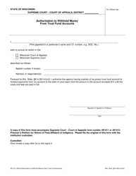 Form AP-013 &quot;Authorization to Withhold Money From Trust Fund Accounts&quot; - Wisconsin
