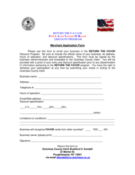 Return the Favor Merchant Application - Dutchess County, New York