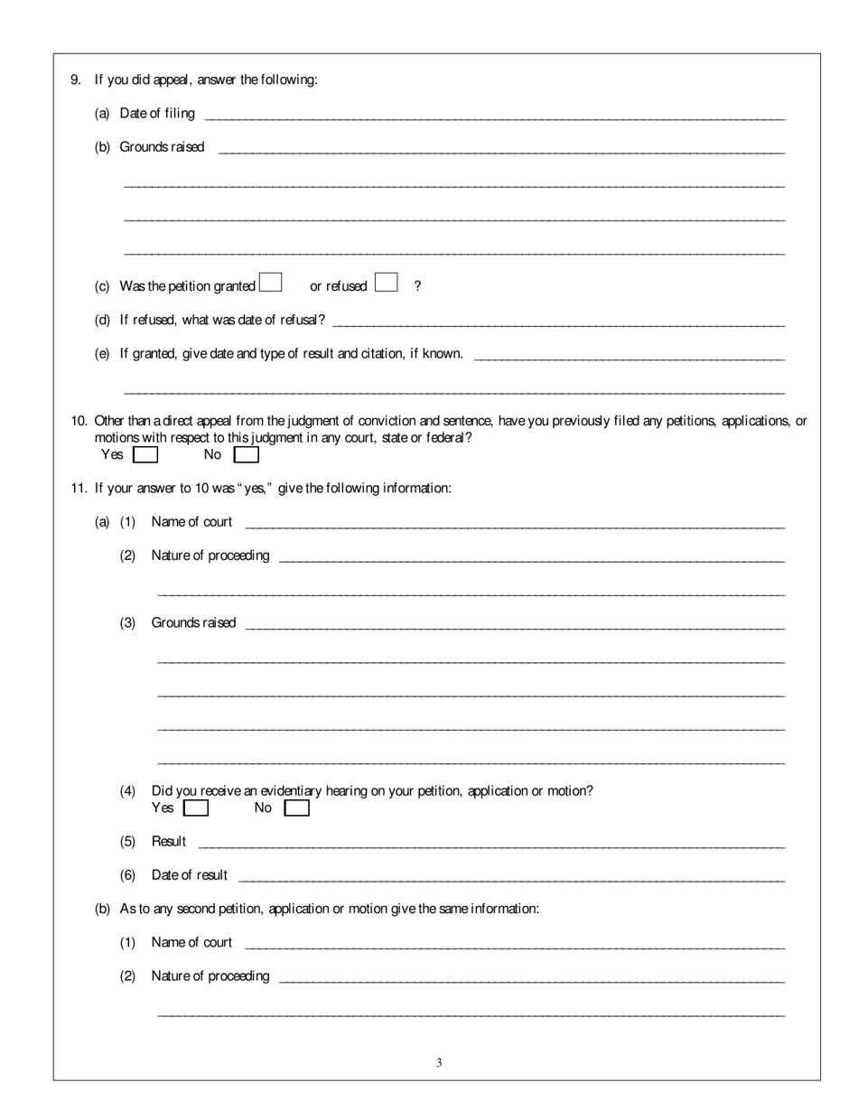 Appendix A Post-conviction Habeas Corpus Form - Petition for Writ of Habeas Corpus Ad Subjiciendum Under W.VA. Code 53-4a-1 - West Virginia, Page 3